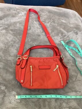 Red Women’s Crossbody Handbag with Silver Zippers